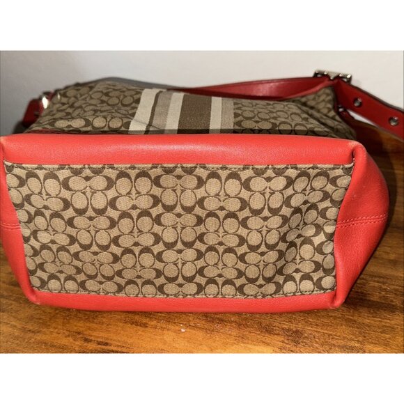 Coach Legacy Signature Stripe Orange Duffle Jacquard Leather Bag 19918 - Picture 8 of 10